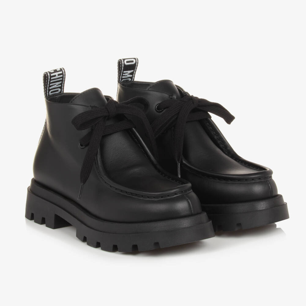 Moschino-Boys Moccasin Toe Leather Boots | Childrensalon Outlet