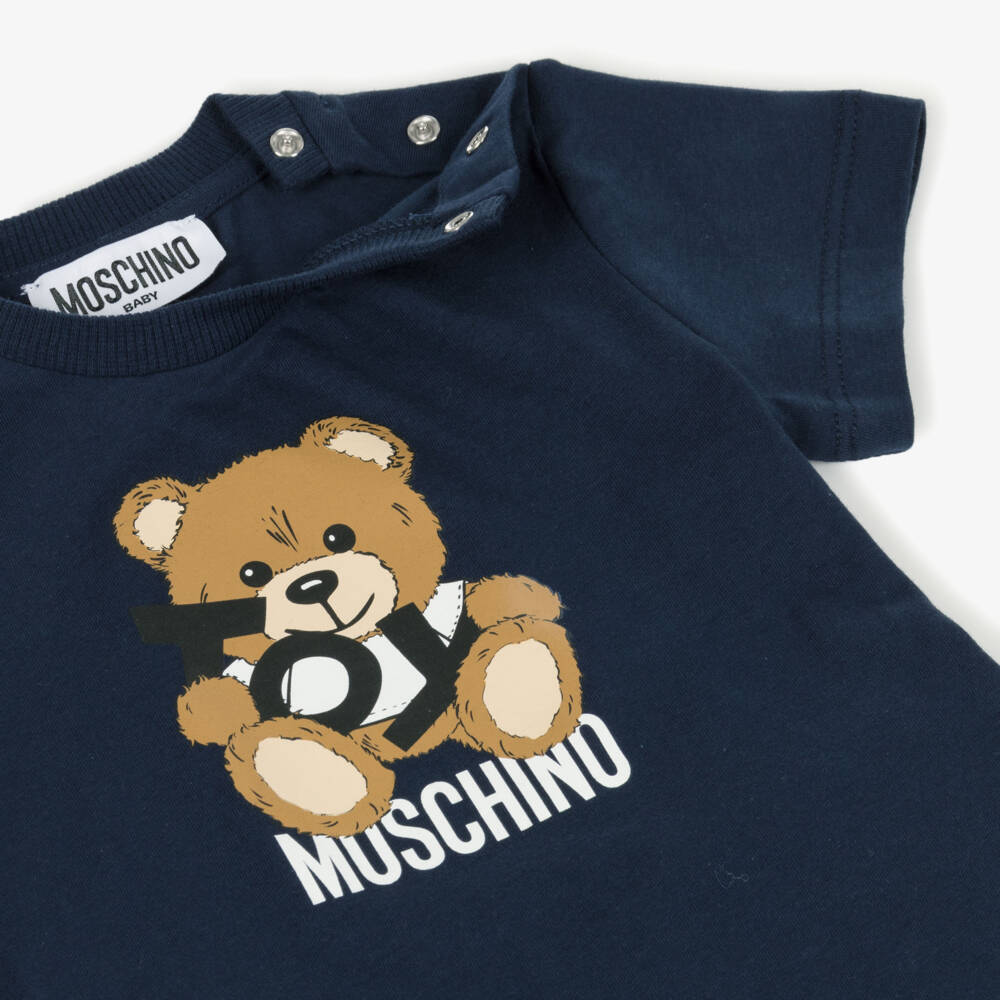 Moschino-Boys' Navy Bear Emblem Tee | Childrensalon Outlet