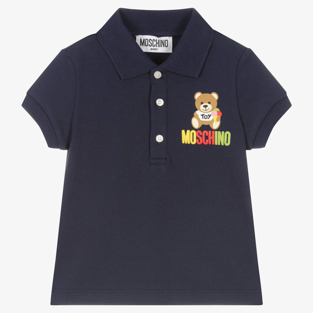 Moschino Baby - Boys Navy Blue Cotton Polo Shirt | Childrensalon