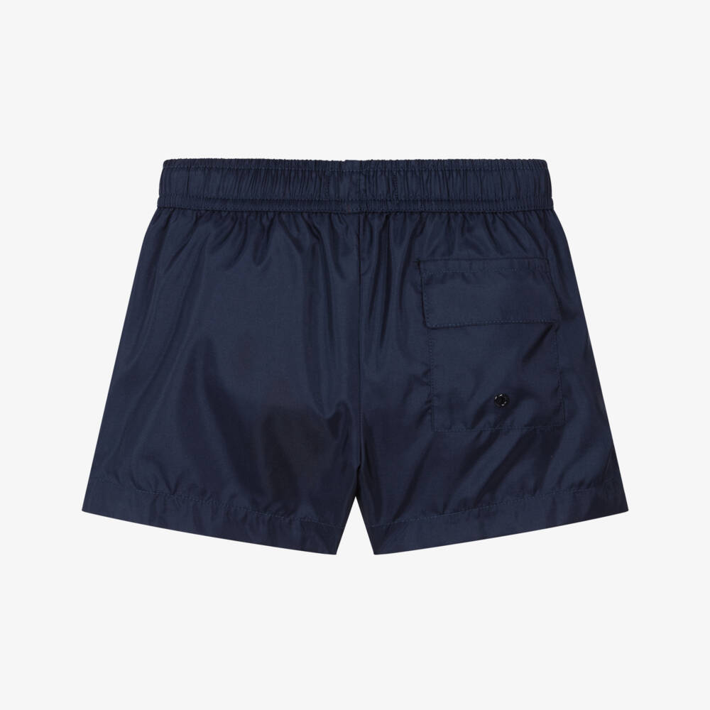 Moschino-Boys Navy Blue Logo Badge Swim Shorts | Childrensalon Outlet