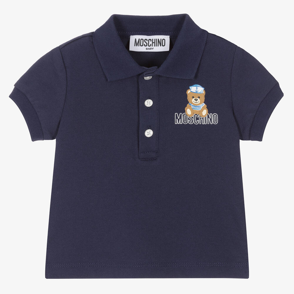 Moschino Baby - Синяя рубашка поло для мальчиков | Childrensalon