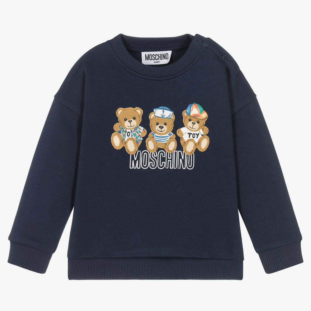 Moschino Baby - Boys Navy Blue Teddy Bear Sweatshirt | Childrensalon