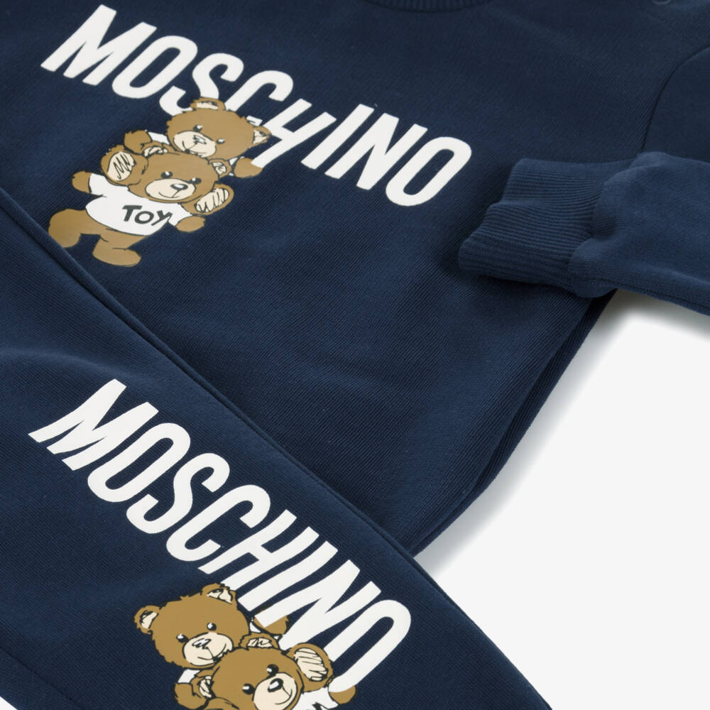 Moschino Baby-Boys Navy Cotton Bear Ensemble | Childrensalon Outlet