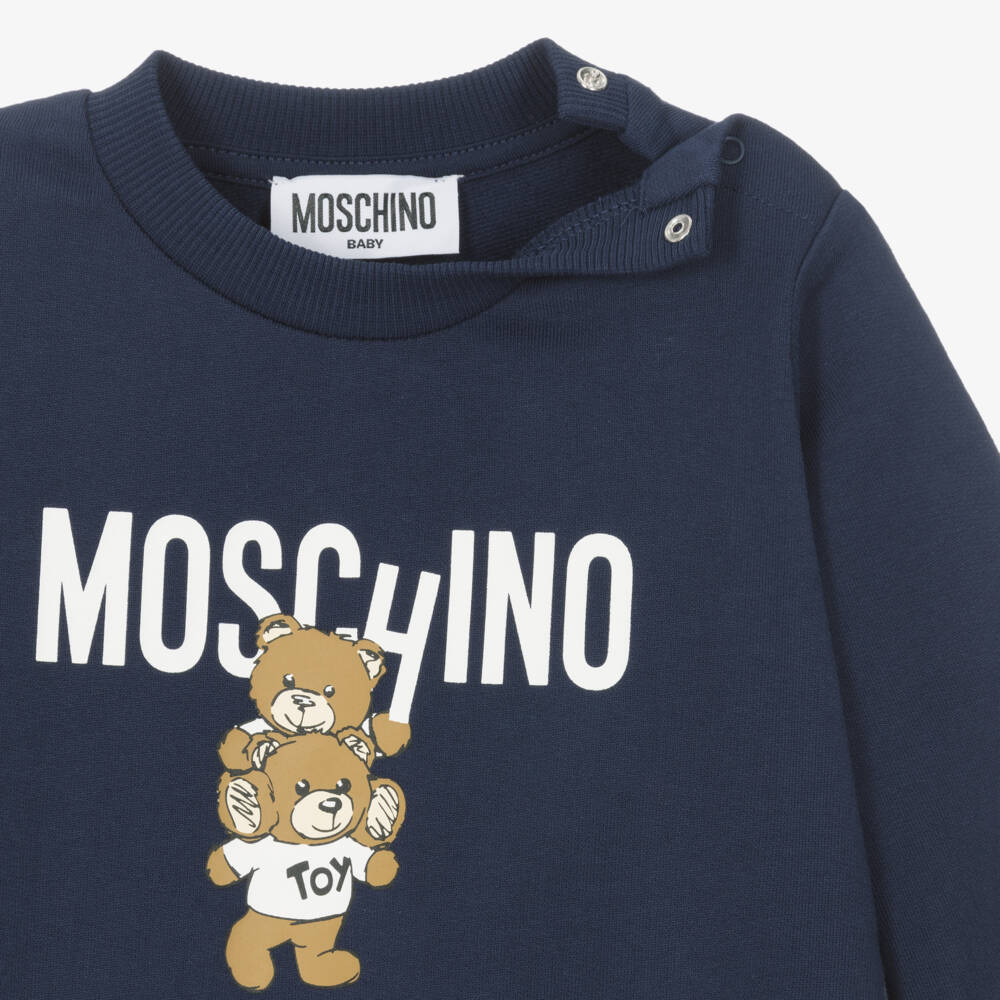 Moschino Baby-Boys Navy Cotton Bear Ensemble | Childrensalon Outlet