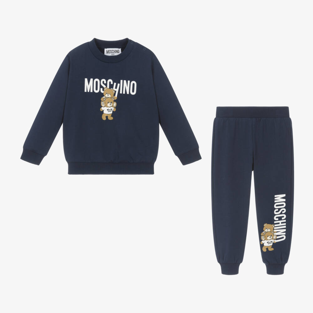 Moschino Baby-Boys Navy Cotton Bear Ensemble | Childrensalon Outlet