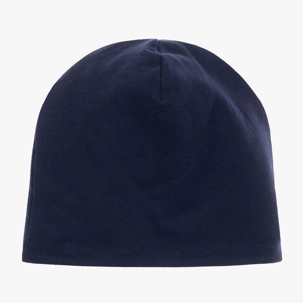 Moschino Kid-Teen-Boys Navy Cotton Logo Beanie | Childrensalon Outlet