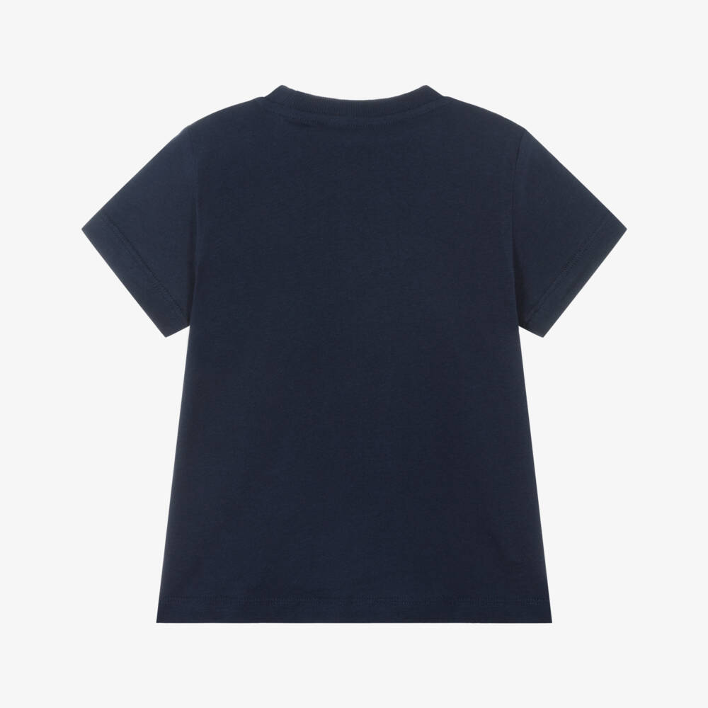 Moschino-Boys Navy Cotton Teddy Tee | Childrensalon Outlet