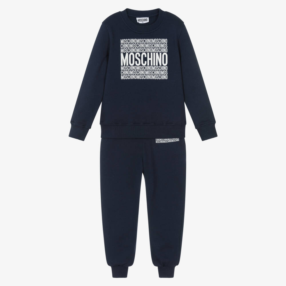 Moschino-Комплект из хлопка с логотипом синий для мальчиков | Childrensalon Outlet