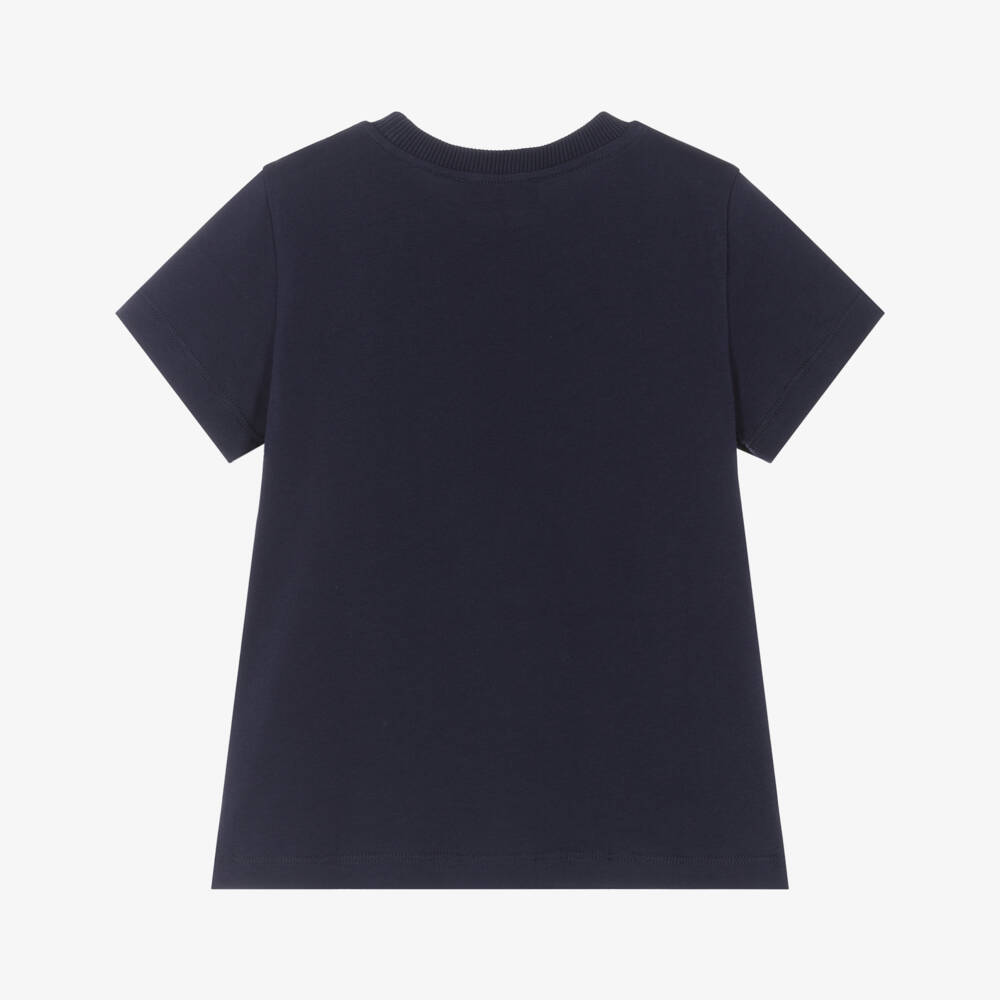 Moschino-Boys Navy Logo Cotton Tee | Childrensalon Outlet