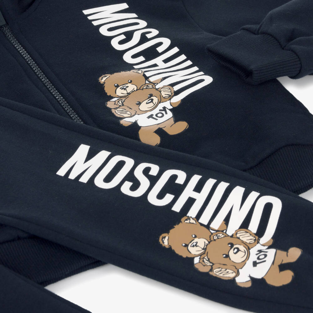 Moschino Kid-Teen-Boys Navy Logo Hoodie Set | Childrensalon Outlet