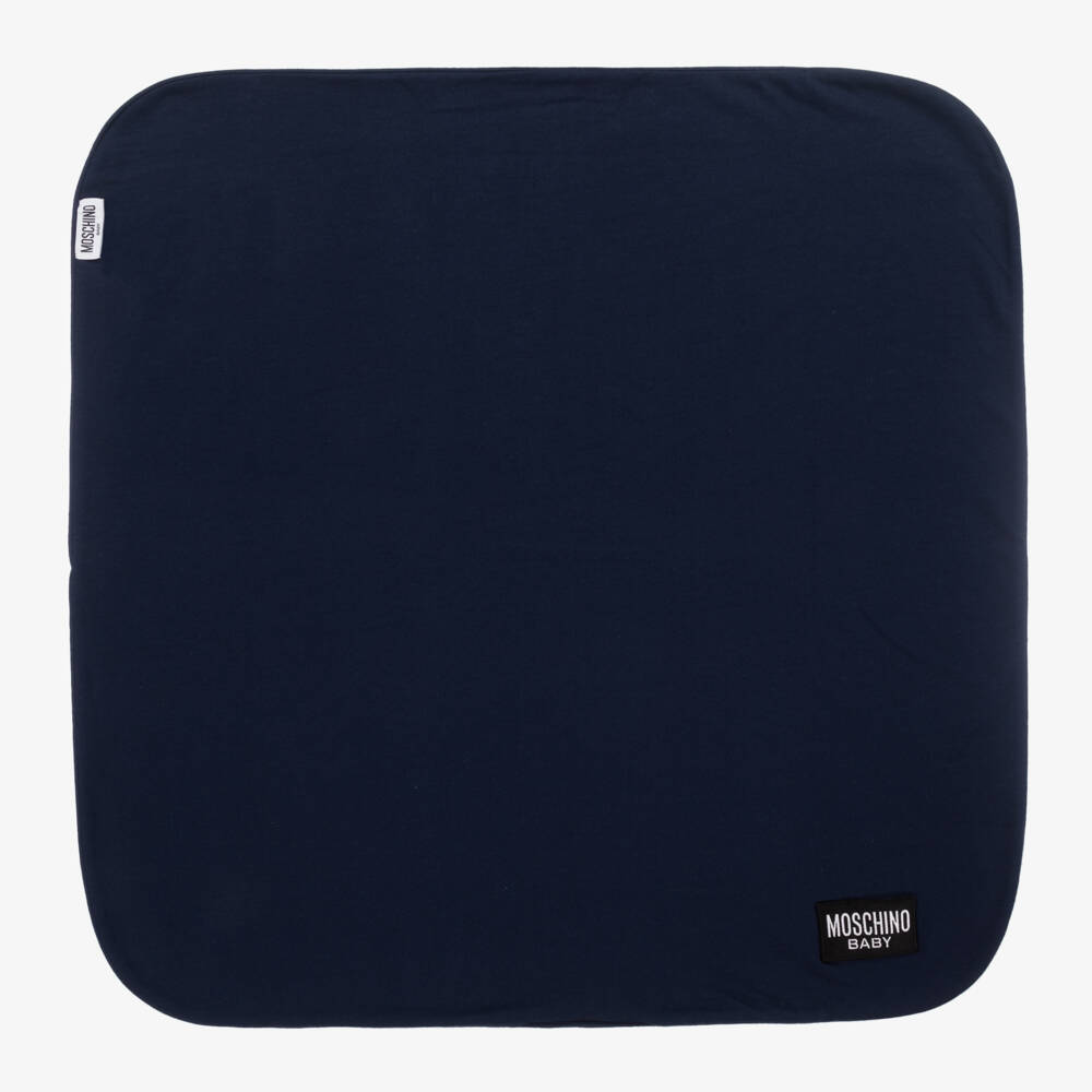 Moschino Baby-Boys Navy Plush Cotton Blanket | Childrensalon Outlet