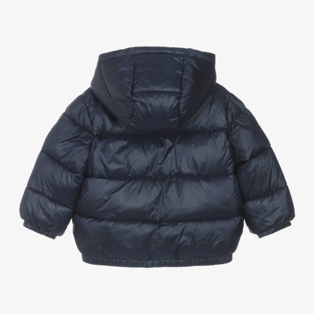 Moschino Baby-Boys Navy Quilted Hooded Coat | Childrensalon Outlet