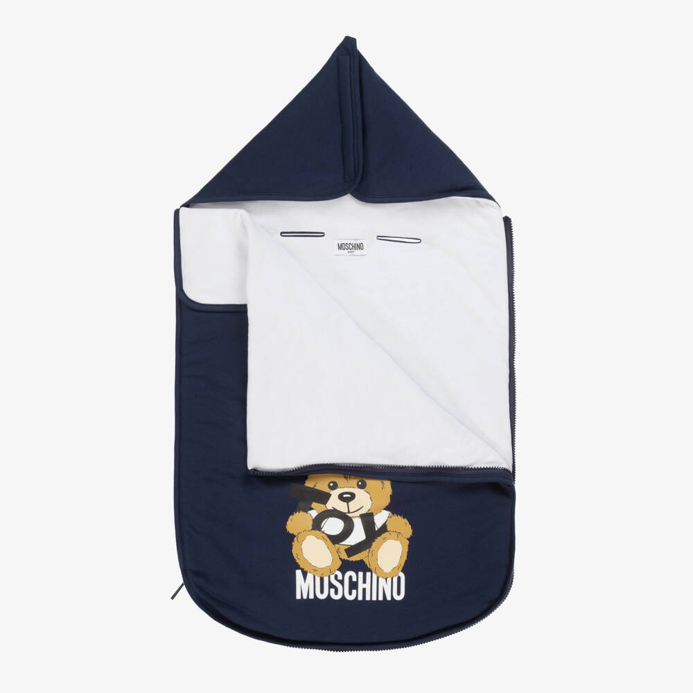 Moschino-Boys Navy Teddy Cotton Cocoon | Childrensalon Outlet