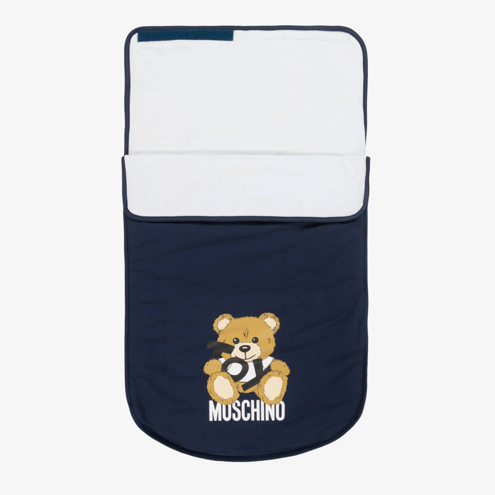 Moschino-Boys Navy Teddy Cotton Cocoon | Childrensalon Outlet