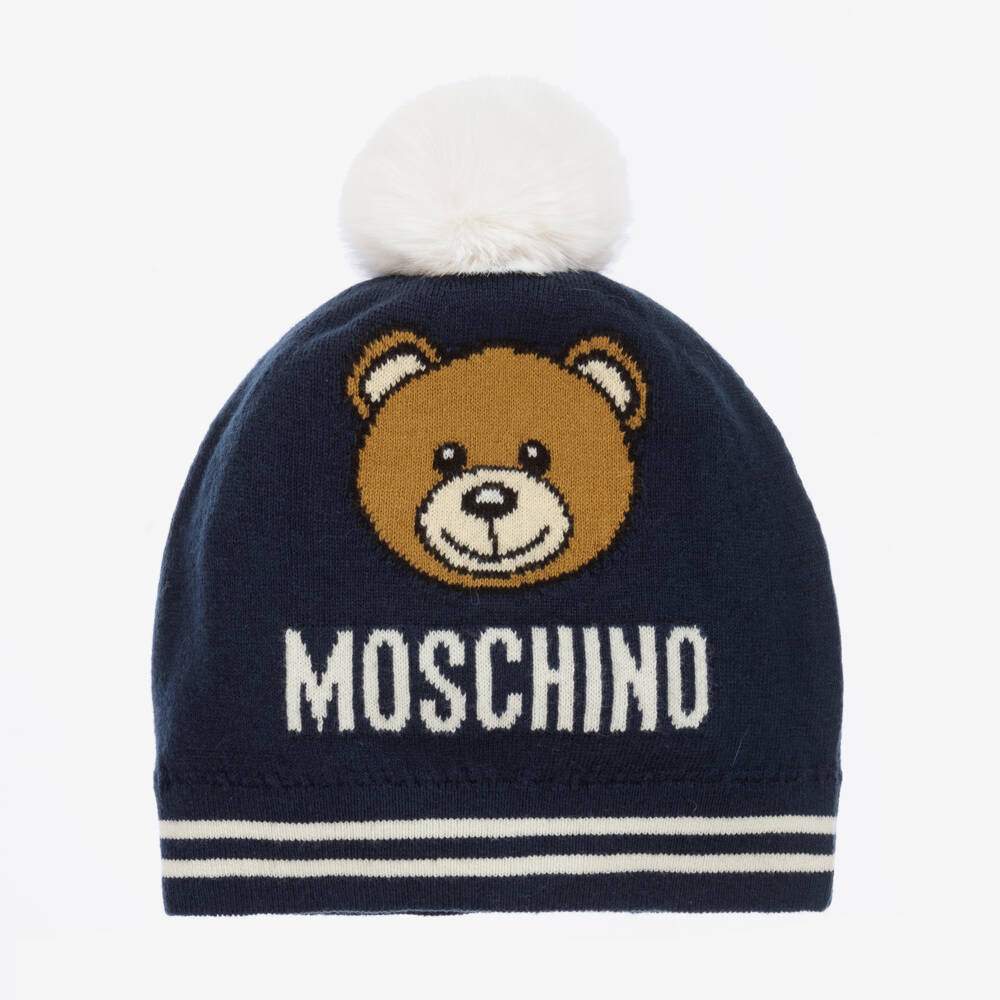Moschino Kid-Teen-Boys Navy Teddy Knit Hat | Childrensalon Outlet