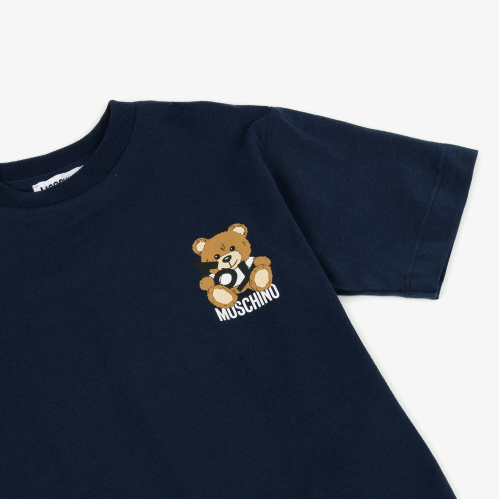 Moschino-Boys Navy Teddy Tee Delight | Childrensalon Outlet