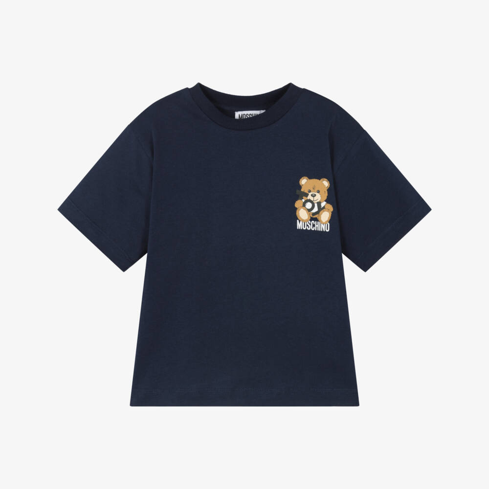 Moschino-Boys Navy Teddy Tee Delight | Childrensalon Outlet
