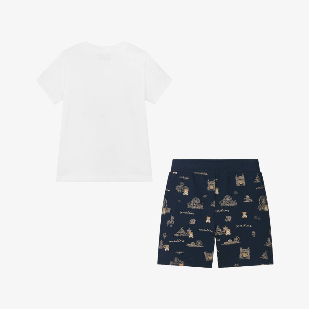 Moschino-Boys Navy & White Cotton Ensemble | Childrensalon Outlet