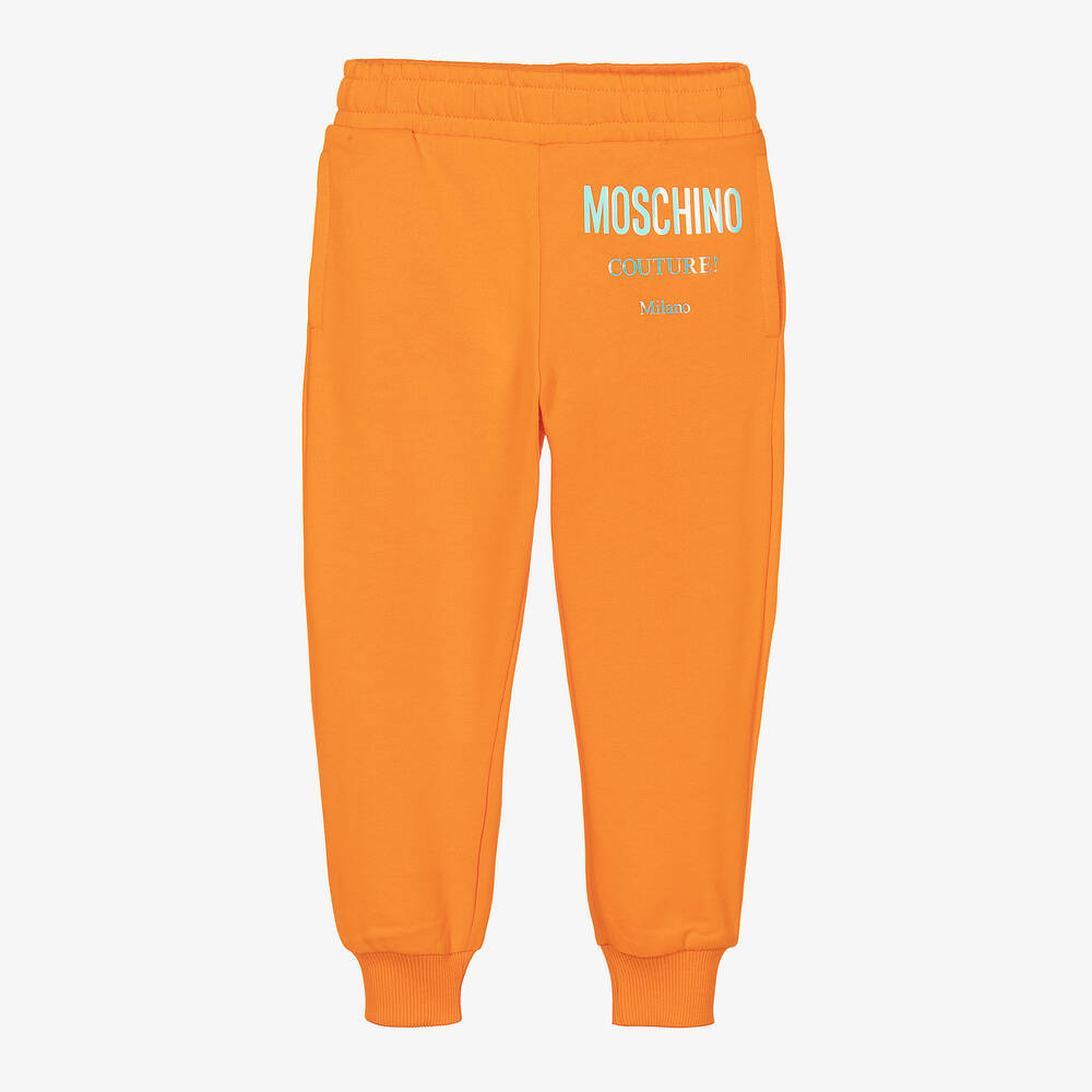 Moschino Kid-Teen - Boys Orange Cotton Logo Joggers | Childrensalon