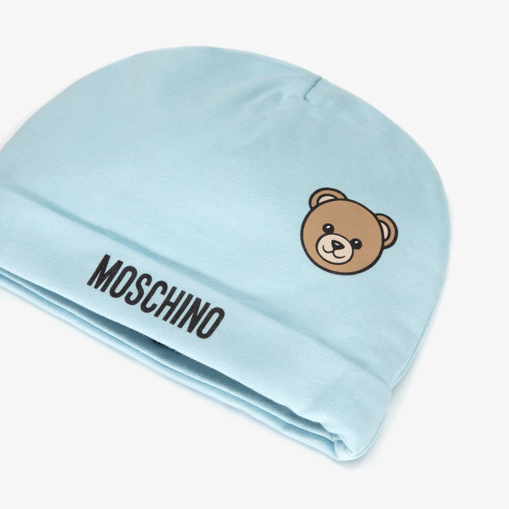 Moschino-Boys Pale Blue Teddy Beanie | Childrensalon Outlet