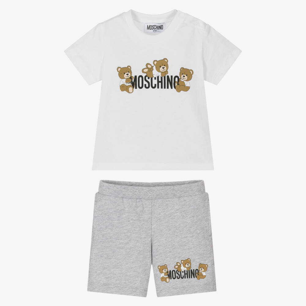 Moschino-Boys Playful Bear Grey Short Ensemble | Childrensalon Outlet