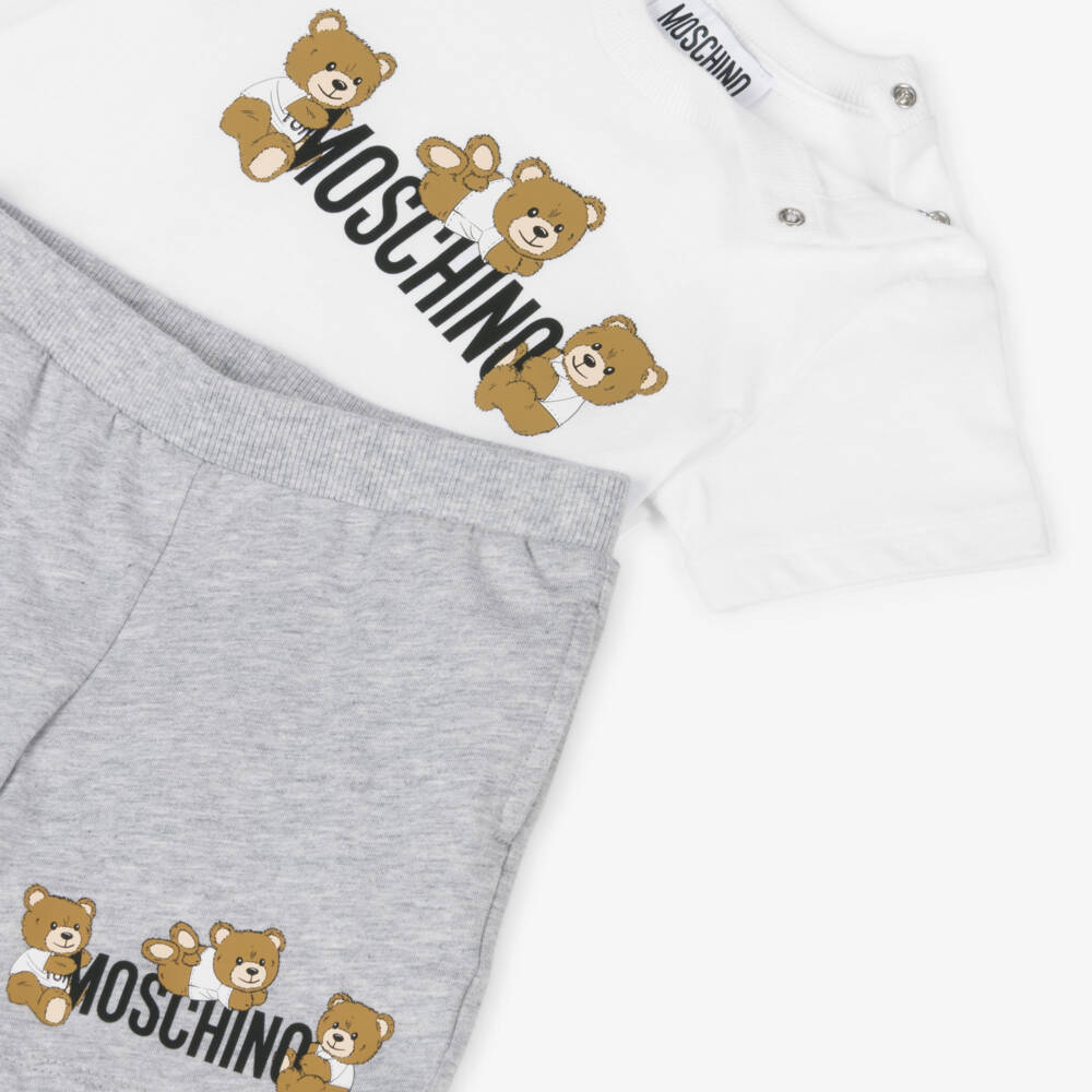 Moschino-Boys Playful Bear Grey Short Ensemble | Childrensalon Outlet