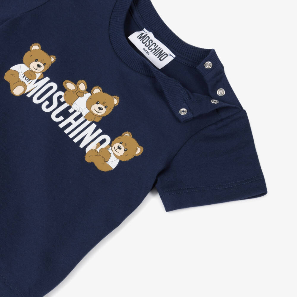 Moschino-Boys Playful Bear Navy Tee | Childrensalon Outlet