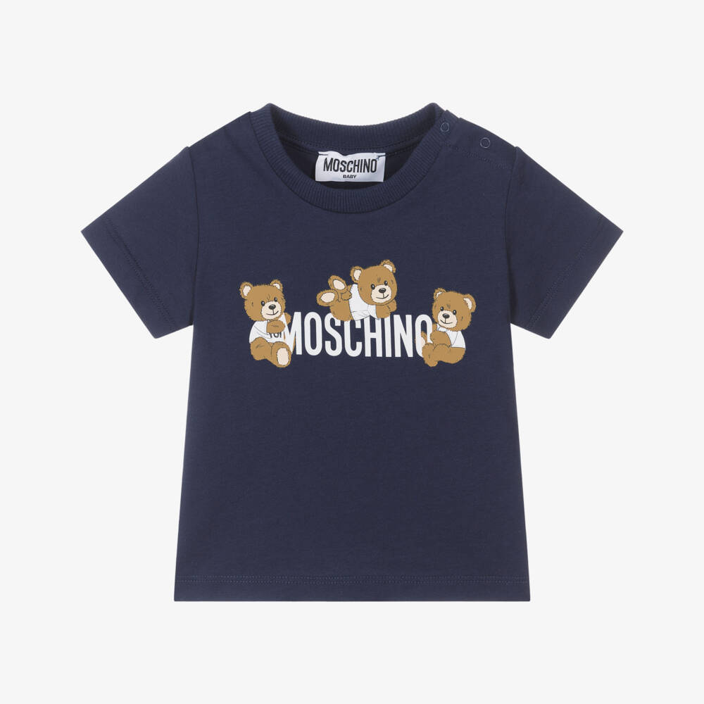 Moschino-تيشيرت بحري للأولاد بطبعة دب مرحة | Childrensalon Outlet
