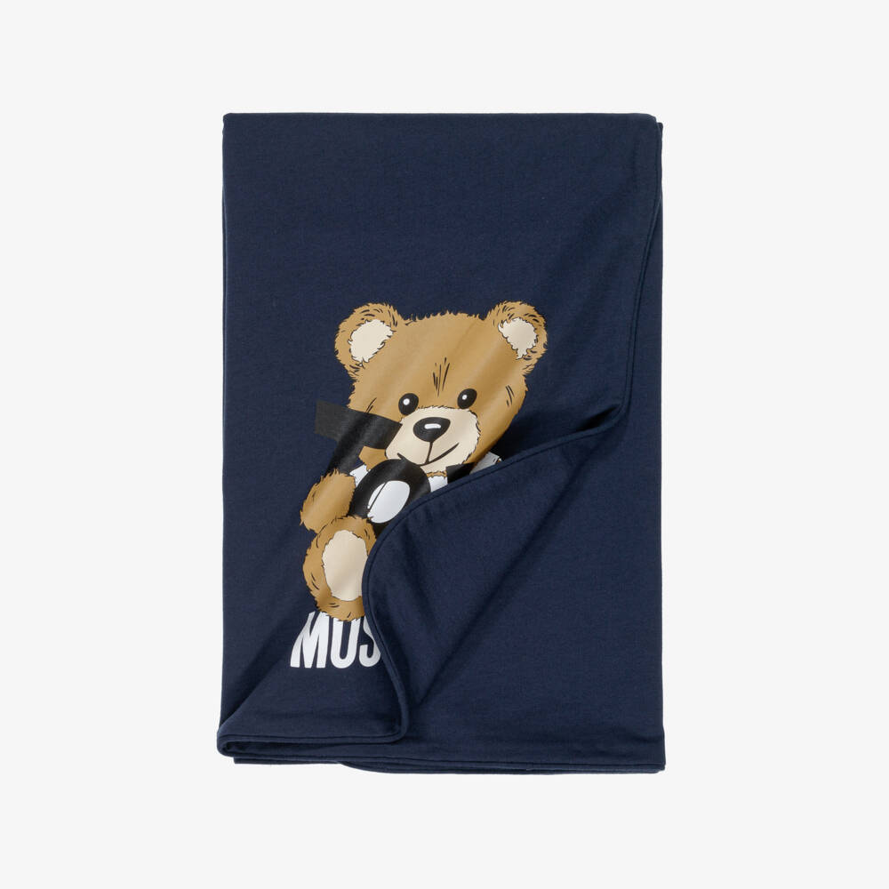 Moschino-Boys' Plush Blue Bear Blanket | Childrensalon Outlet