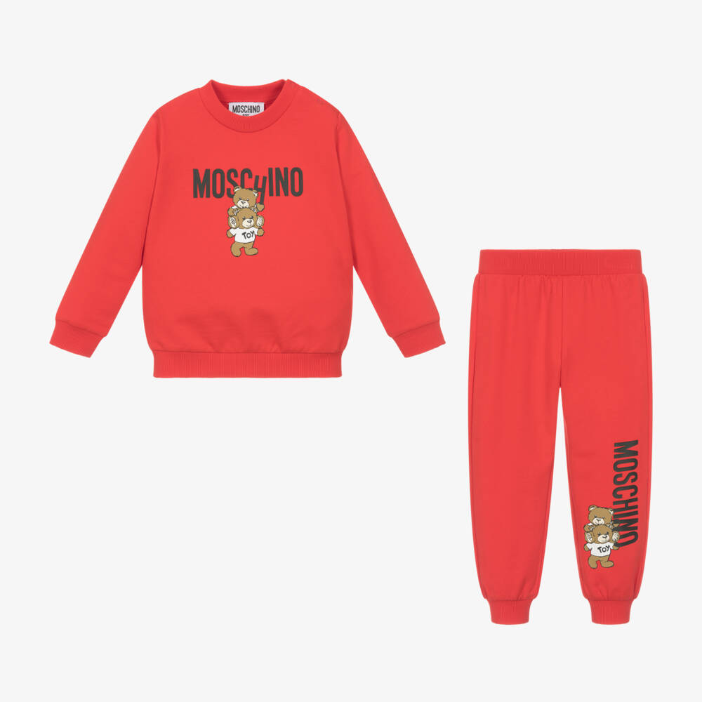 Moschino Baby-Boys Red Cotton Bear Tracksuit | Childrensalon Outlet