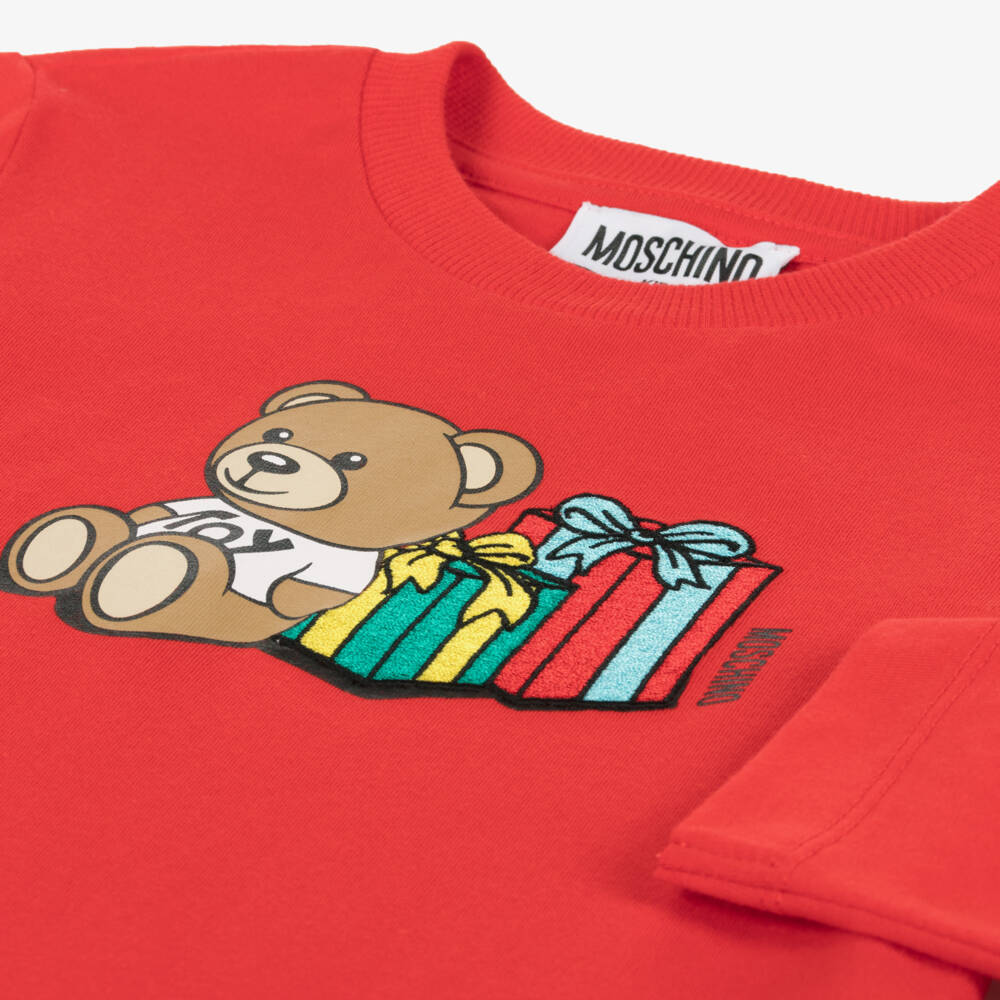Moschino Kid-Teen-Boys Red Festive Bear Top | Childrensalon Outlet