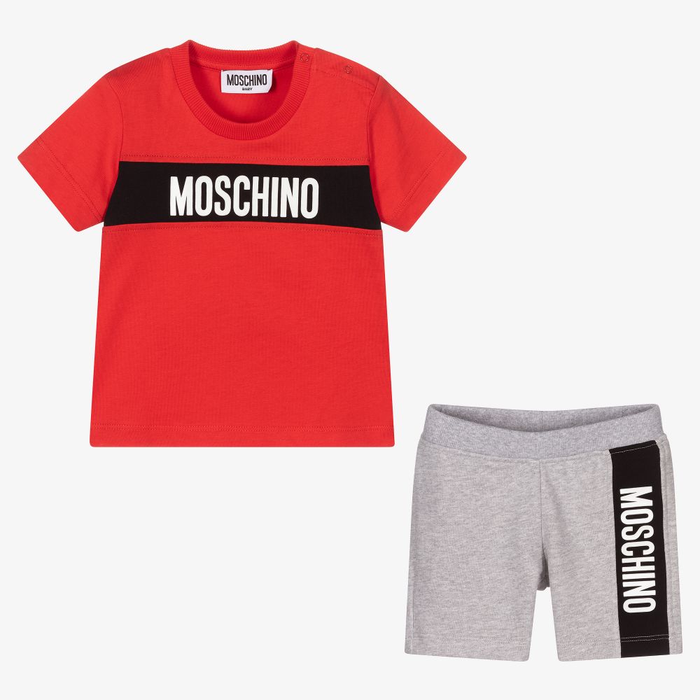 Moschino Baby - Boys Red & Grey Shorts Set | Childrensalon