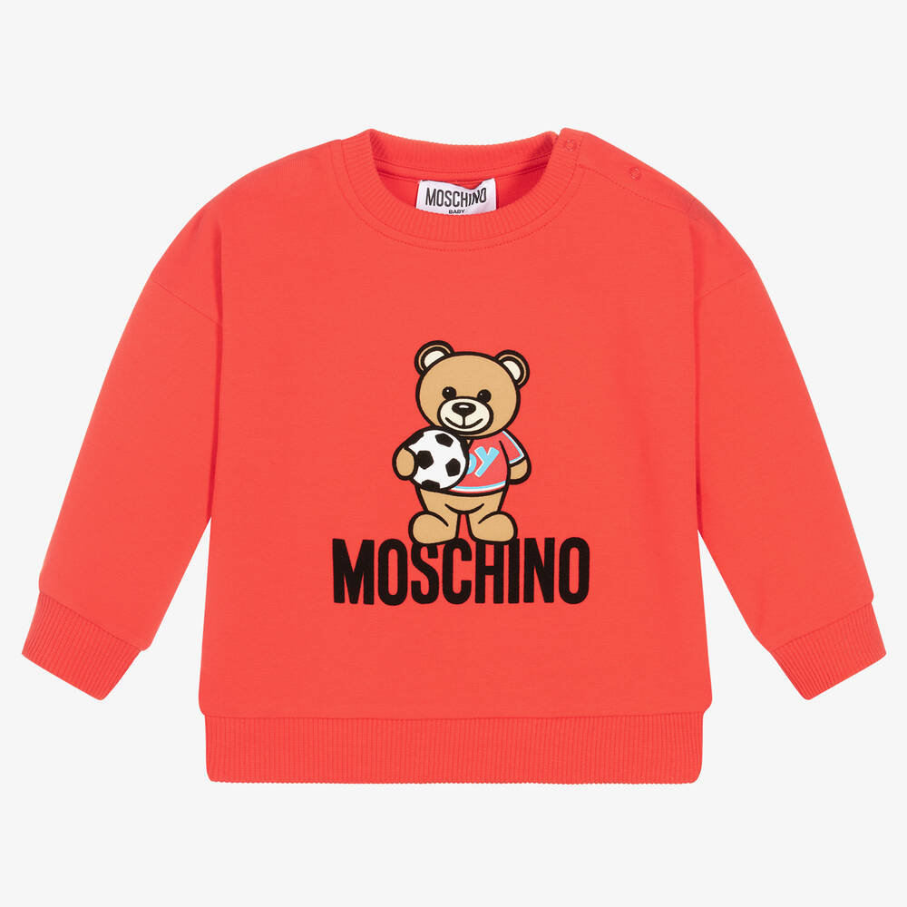 Moschino Baby - Boys Red Teddy Bear Logo Sweatshirt | Childrensalon