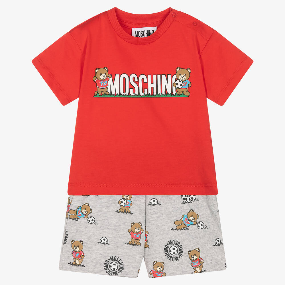 Moschino Baby - Красная футболка и шорты с медвежатами | Childrensalon