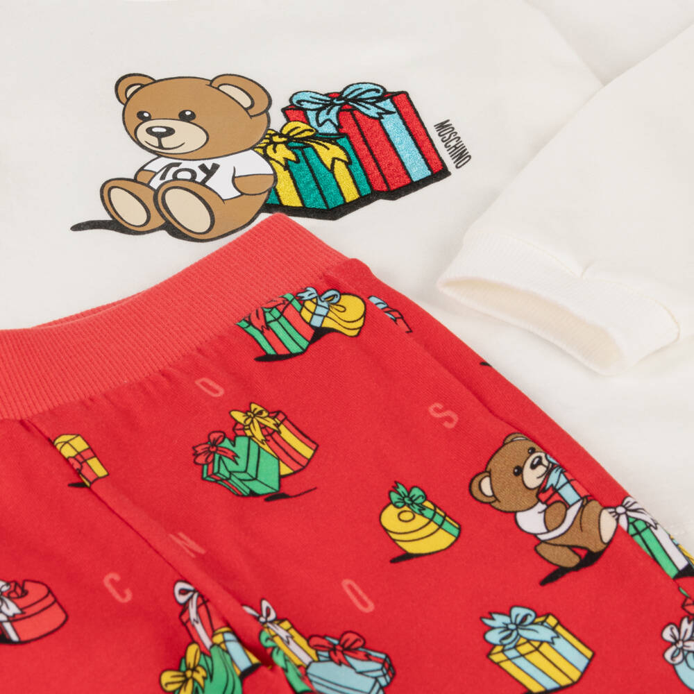 Moschino Baby-Boys Red Teddy Bear Trousers Set | Childrensalon Outlet