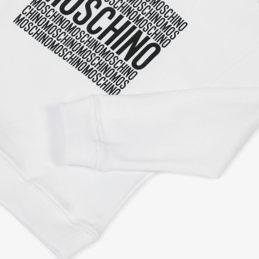 Moschino-Boys Refined White Logo Pullover | Childrensalon Outlet