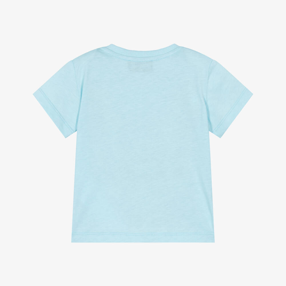 Moschino-Boys Sky Blue Logo Tee | Childrensalon Outlet