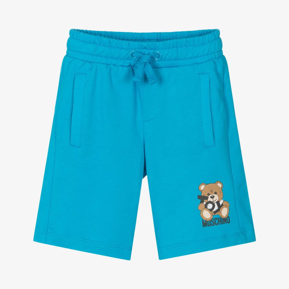 Moschino-Мягкие синие шорты с медвежонком для мальчиков | Childrensalon Outlet