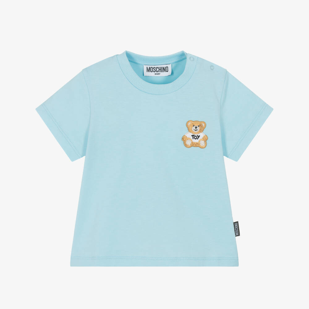 Moschino-Boys Soft Blue Bear Tee | Childrensalon Outlet