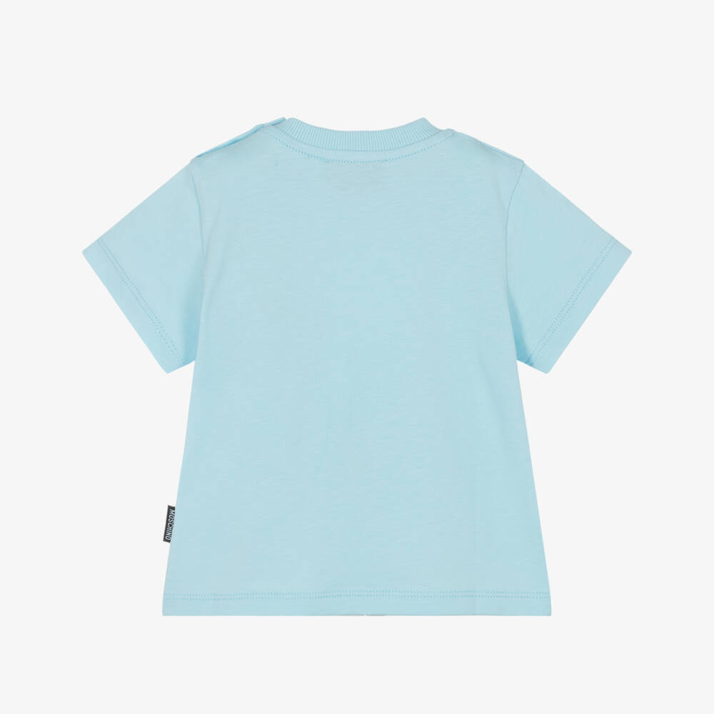 Moschino-Мягкая голубая футболка с медведем для мальчиков | Childrensalon Outlet