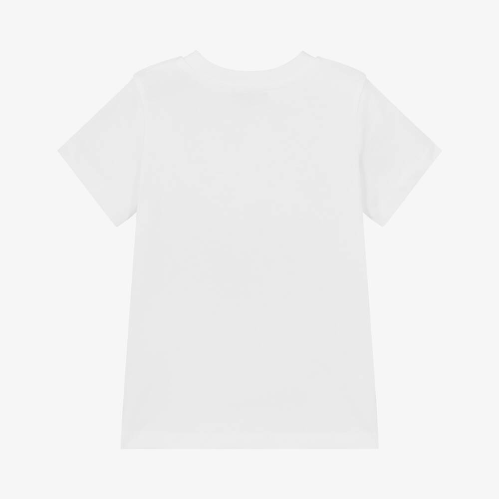 Moschino-Boys Soft Cotton White Logo Tee | Childrensalon Outlet