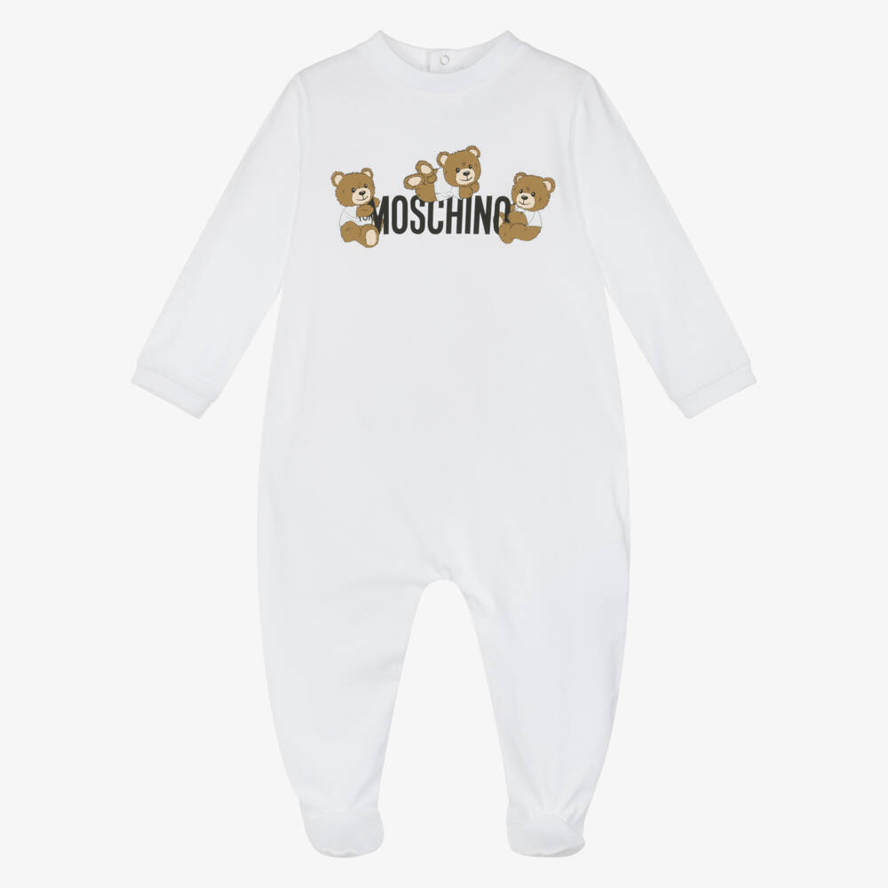 Moschino-Boys Soft White Bear Playsuit | Childrensalon Outlet
