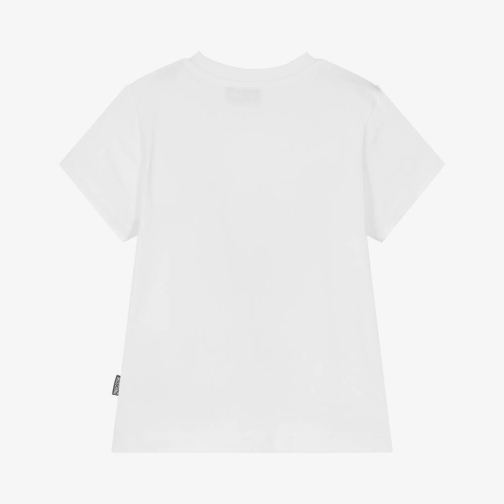 Moschino-Мягкая белая футболка с медведем для мальчиков | Childrensalon Outlet