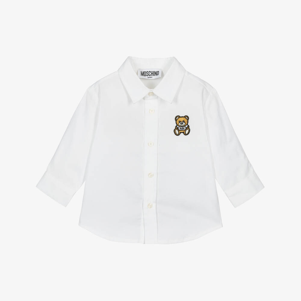 Moschino Малыши-Мягкая белая оксфордская рубашка для мальчиков | Childrensalon Outlet