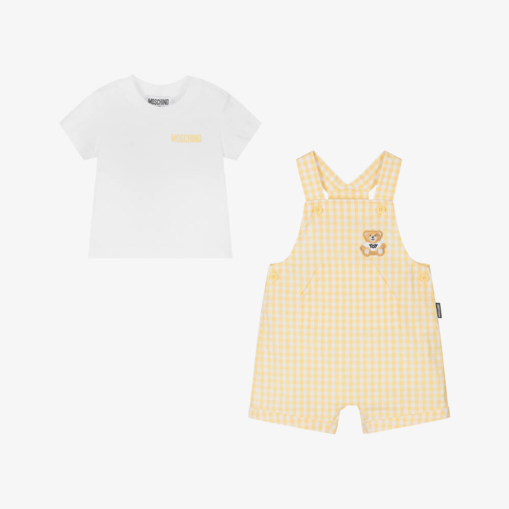 Moschino-Boys' Sunshine Plaid Overall Ensemble | Childrensalon Outlet