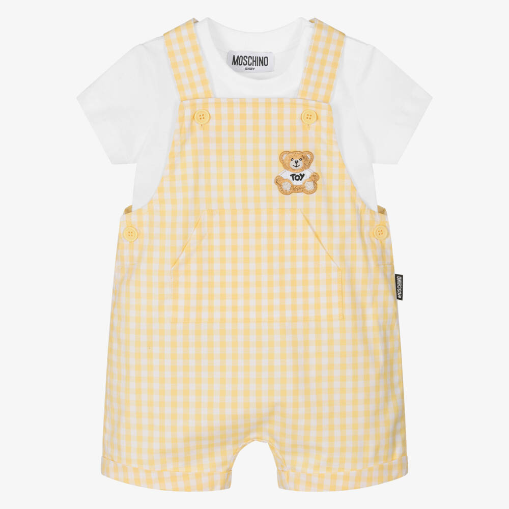 Moschino-Boys' Sunshine Plaid Overall Ensemble | Childrensalon Outlet