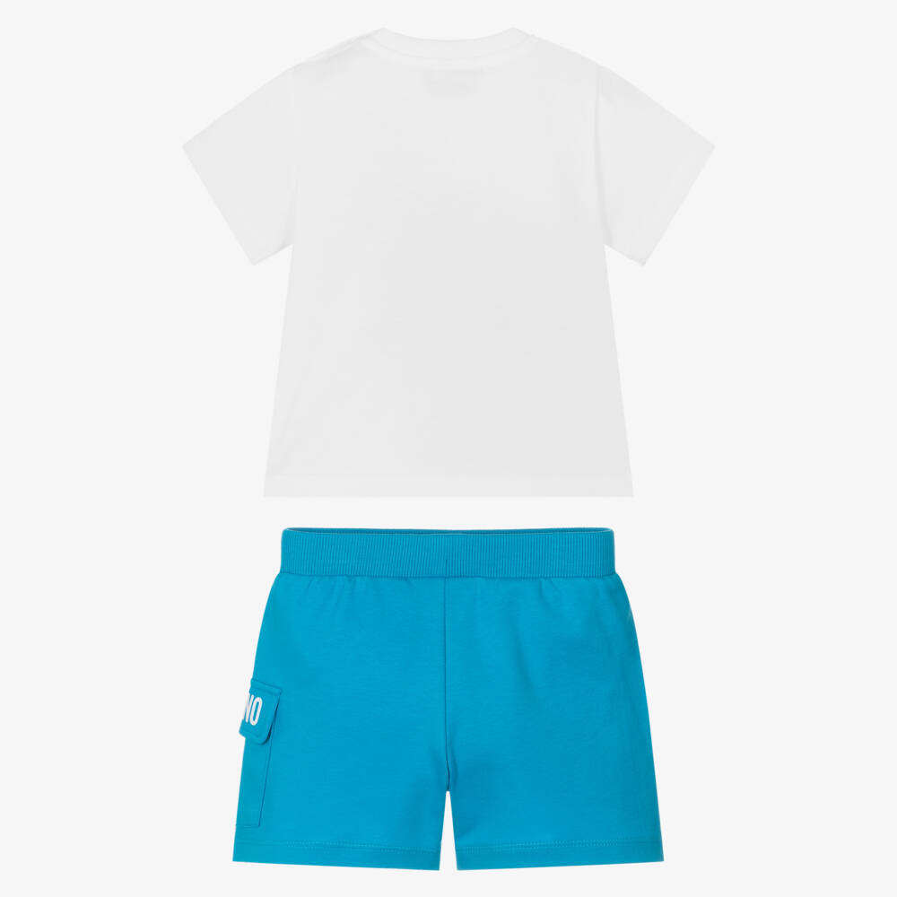 Moschino-Boys Surfing Bear Blue Outfit Set | Childrensalon Outlet