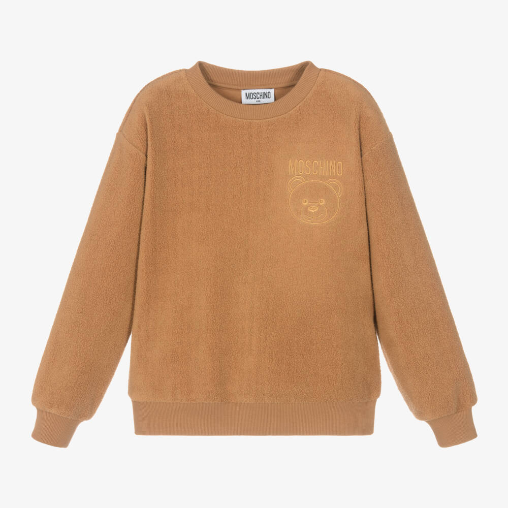 Moschino Kid-Teen-Boys Tan Fleece Bear Sweatshirt | Childrensalon Outlet