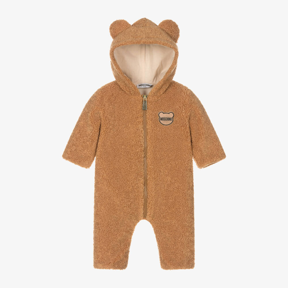 Moschino Baby-أفرول شتوي تيدي فليس لون بني للأطفال | Childrensalon Outlet