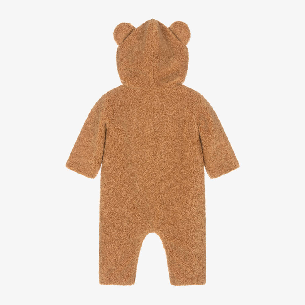 Moschino Малыши-Boys Tan Fleece Hooded Pramsuit | Childrensalon Outlet